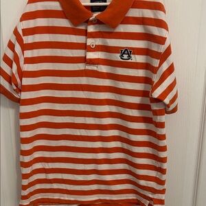 Orange and White Auburn University Striped Kids Polo Shirt
